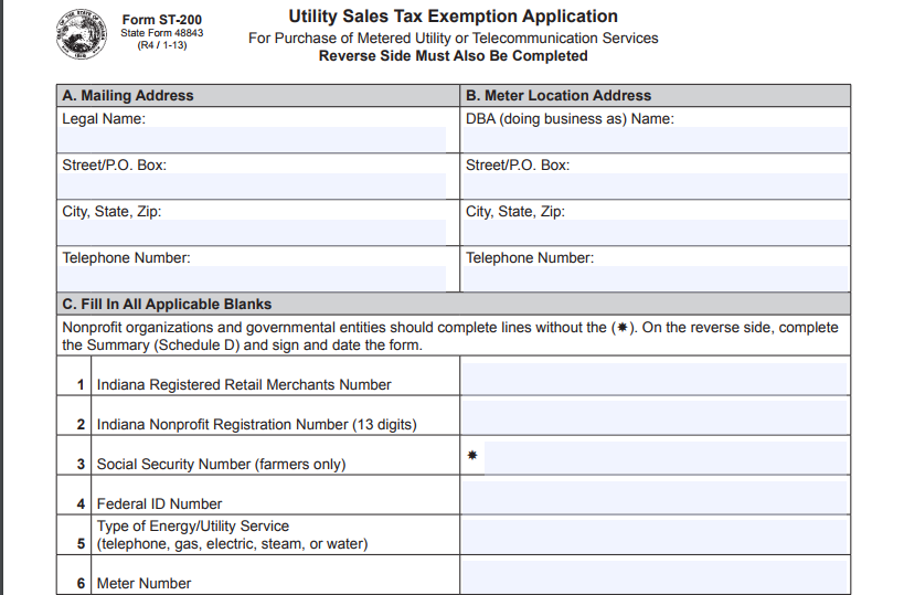 utility sales tax exemption form